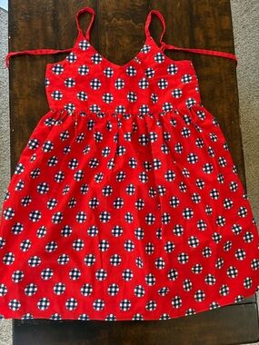 Handmade Cotton Gingham Print Picnic Dress in Size Small